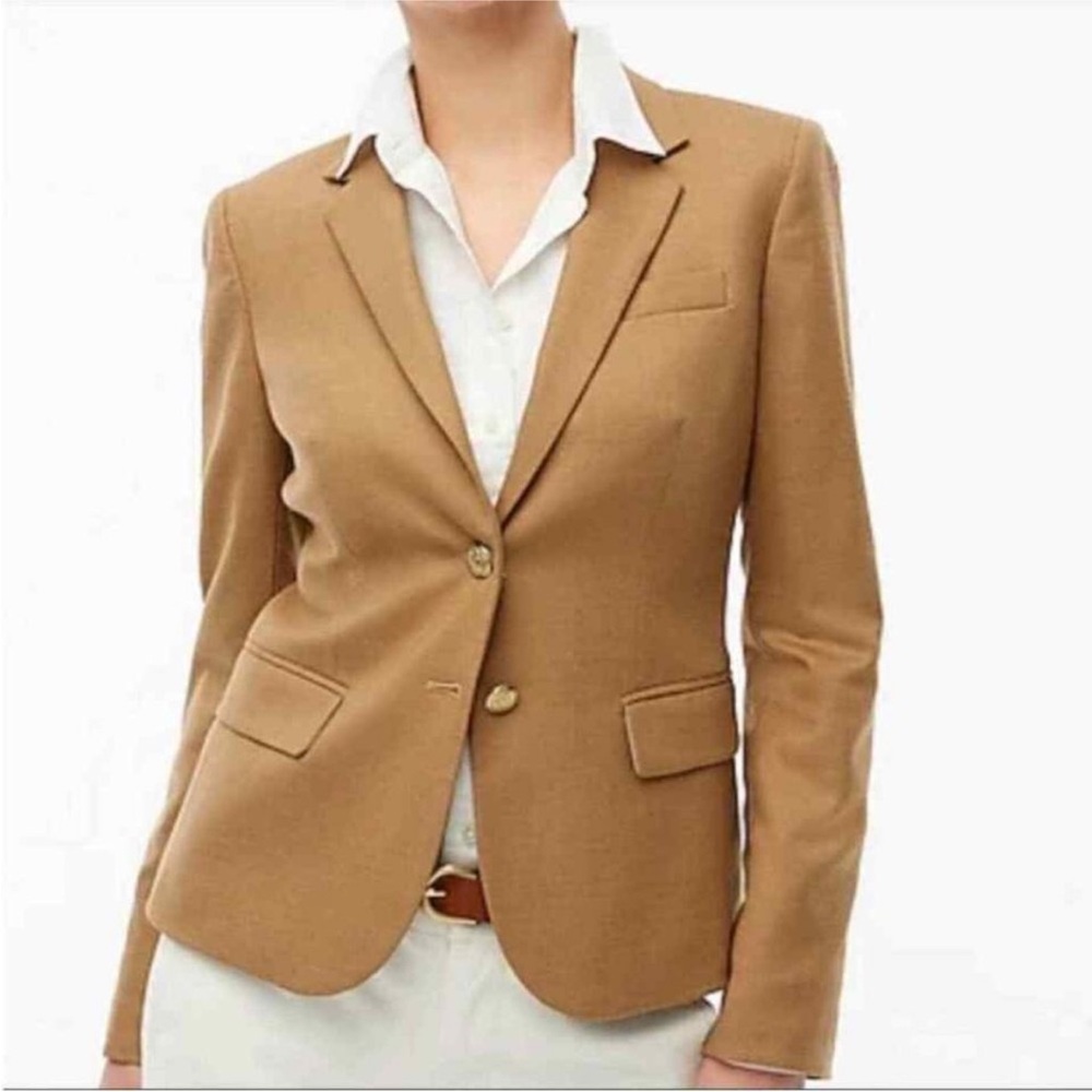 J. Crew Tan Blazer Structured Wool Blend